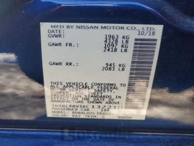 Nissan Altima 2019 1N4BL4BV1KC132210