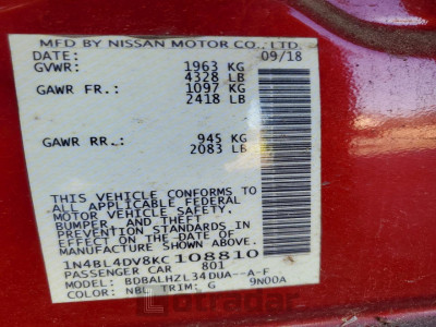 Nissan Altima 2019 1N4BL4DV8KC108810