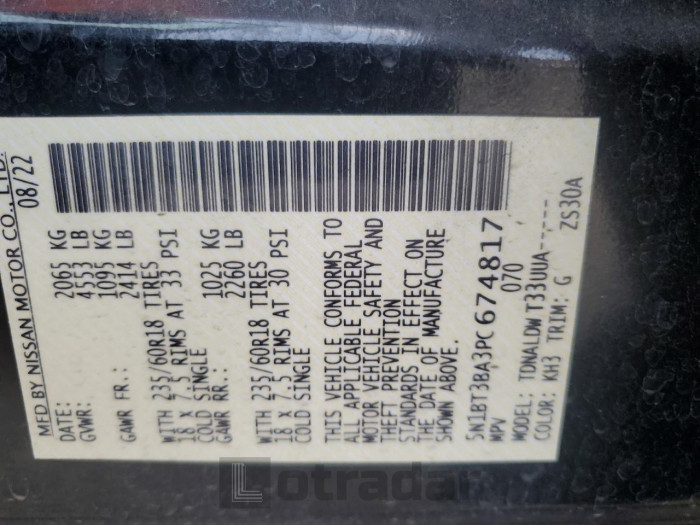Nissan Rogue 2023 VIN 5N1BT3BA3PC674817