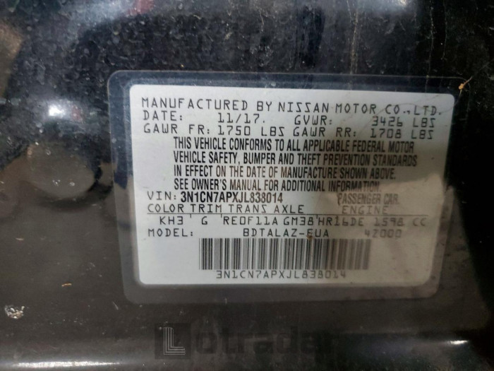 Nissan Versa 2018 VIN 3N1CN7APXJL838014