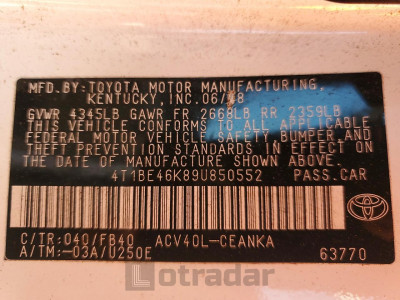 Toyota Camry 2009 4T1BE46K89U850552