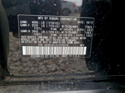 Subaru Outback 2018 4S4BSAFC9J3249516