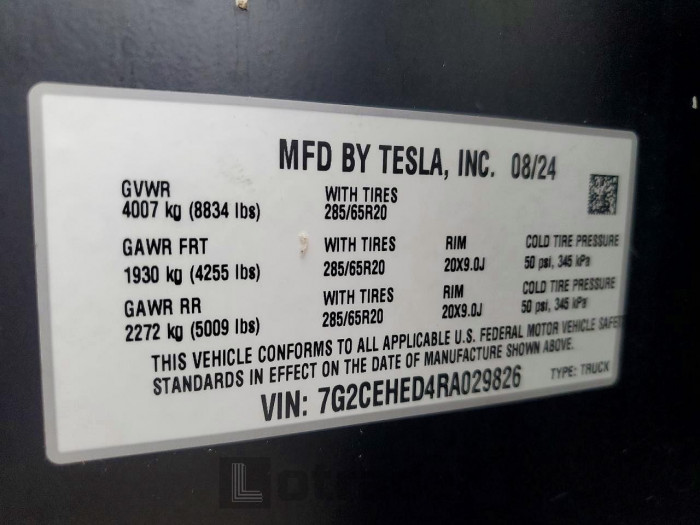 Tesla Cybertruck 2024 VIN 7G2CEHED4RA029826