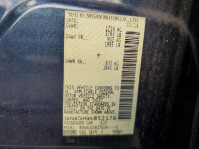 Nissan Sentra 2014 1N4AB7AP6EN852176
