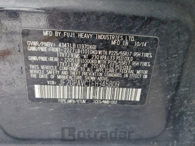 Subaru Xv 2014 VIN JF2GPAVC1EH345809
