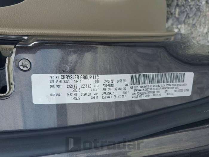 Dodge Caravan 2015 VIN 2C4RDGBG6FR570498
