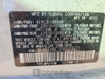 Subaru Crosstrek 2023 VIN JF2GTHNC3PH229972