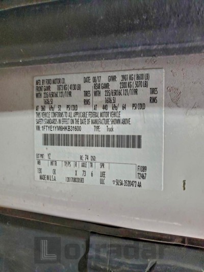 Ford All models 2017 VIN 1FTYE1YM6HKB31600