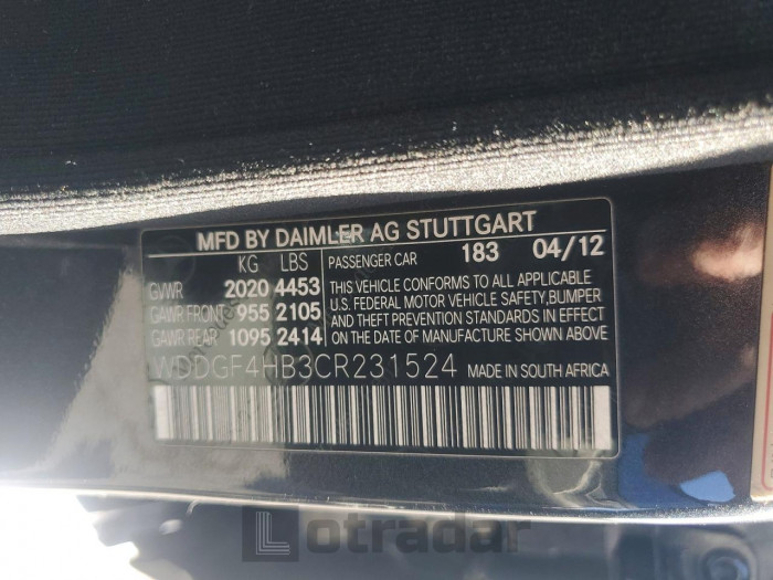 Mercedes-benz C class 2012 VIN WDDGF4HB3CR231524