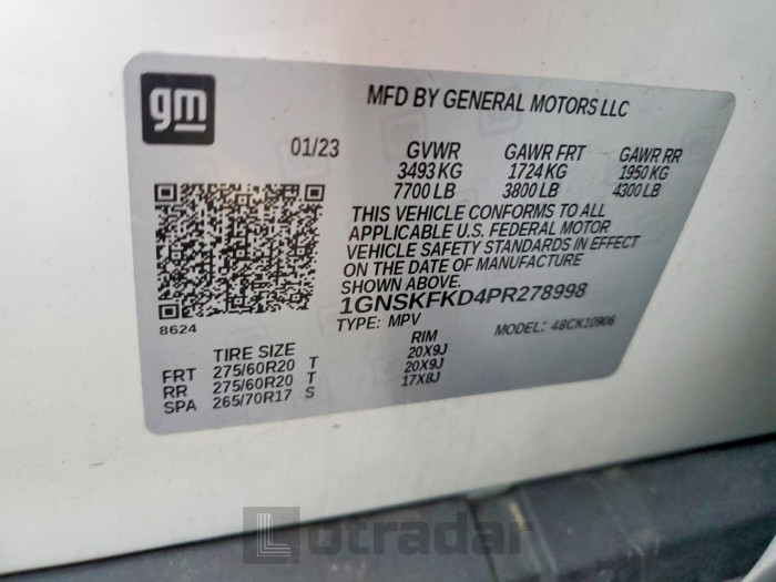 Chevrolet Suburban 2023 VIN 1GNSKFKD4PR278998
