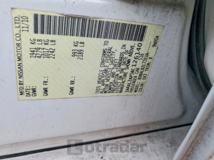 Nissan Altima 2011 VIN 1N4AL2AP5BC126140