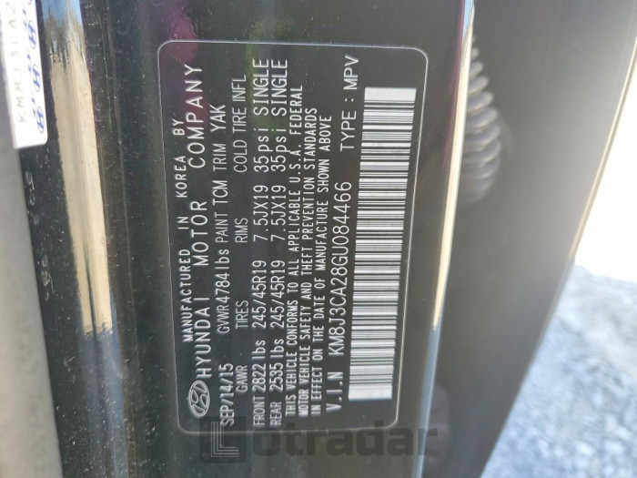 Hyundai Tucson 2016 VIN KM8J3CA28GU084466