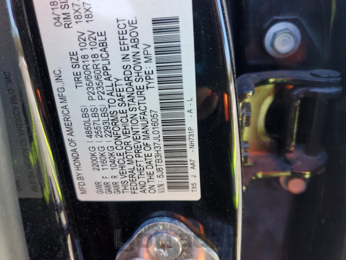 Acura Rdx 2018 VIN 5J8TB3H37JL016057