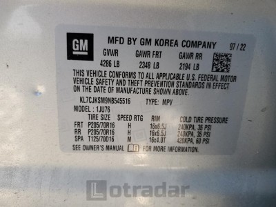 Chevrolet Trax 2022 KL7CJKSM9NB545516
