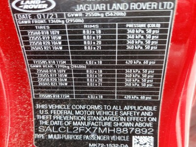 Land rover Discovery 2021 VIN SALCL2FX7MH887892