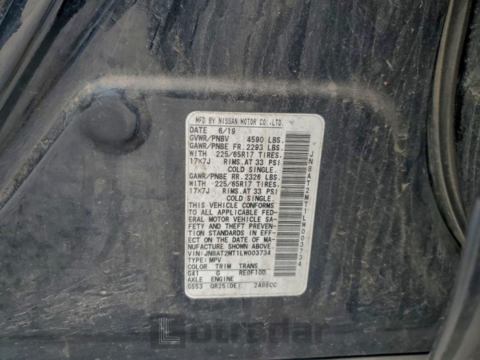 Nissan Rogue 2020 VIN JN8AT2MT1LW003734