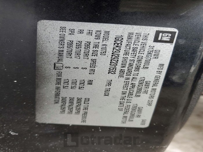Chevrolet All models 2009 VIN 1GCEK29J29Z231532