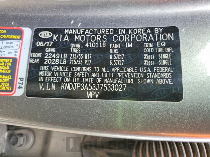 Kia Soul 2018 VIN KNDJP3A53J7533027