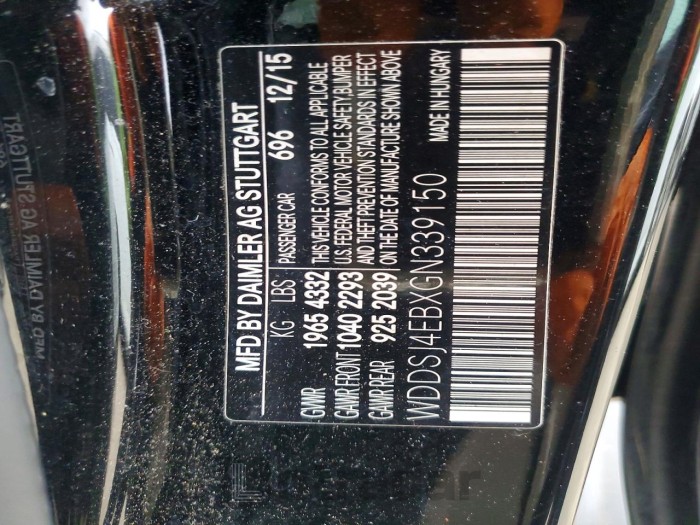 Mercedes-benz Cla-class 2016 VIN WDDSJ4EBXGN339150