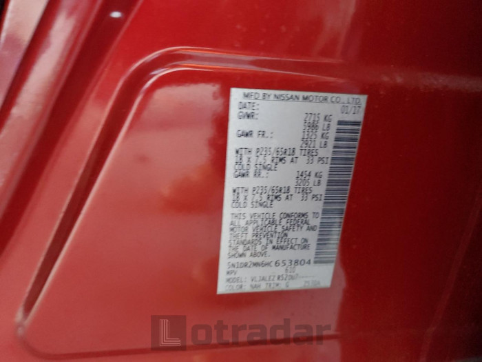 Nissan Pathfinder 2017 VIN 5N1DR2MN6HC653804