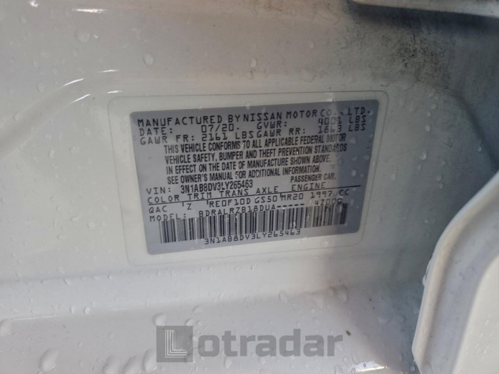 Nissan Sentra 2020 VIN 3N1AB8DV3LY265463