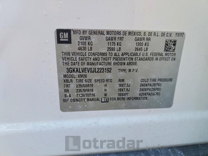 Gmc Terrain 2018 VIN 3GKALVEV0JL223192