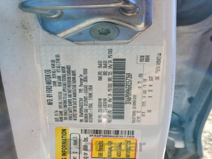 Ford Fusion 2016 VIN 3FA6P0H96GR357269