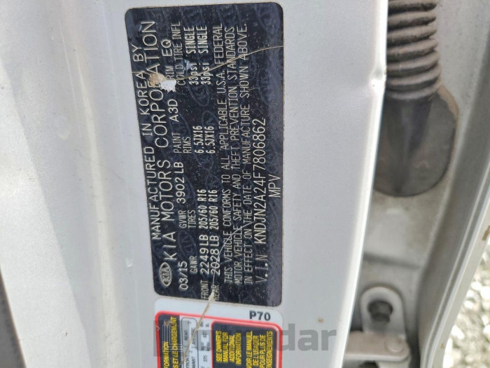 Kia Soul 2015 VIN KNDJN2A24F7806862