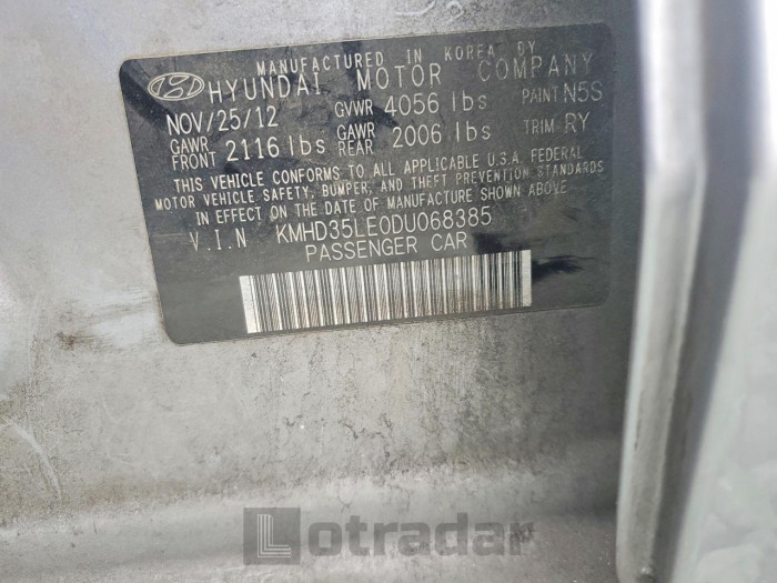 Hyundai Elantra 2013 VIN KMHD35LE0DU068385