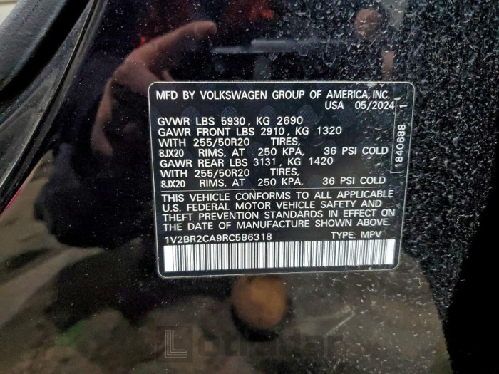 Volkswagen Atlas 2024 VIN 1V2BR2CA9RC586318