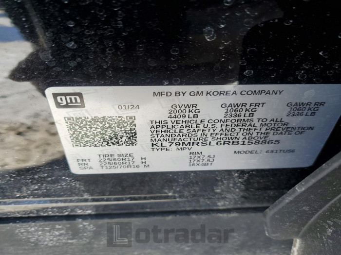 Chevrolet Trailblzr 2024 VIN KL79MRSL6RB158865
