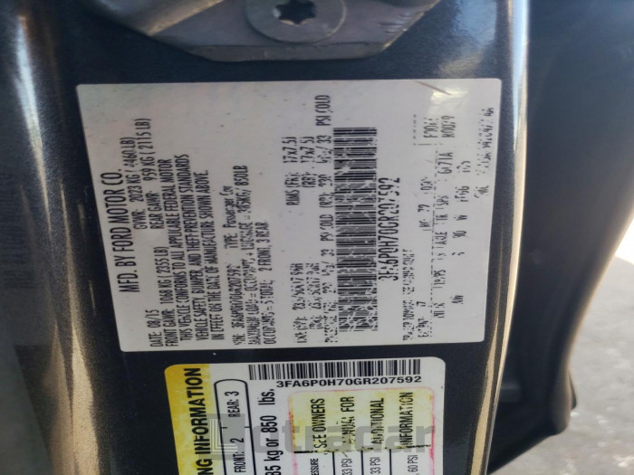 Ford Fusion 2016 VIN 3FA6P0H70GR207592
