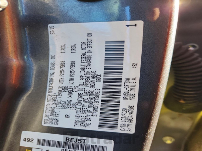 Toyota Tundra 2015 VIN 5TFRM5F10FX089612