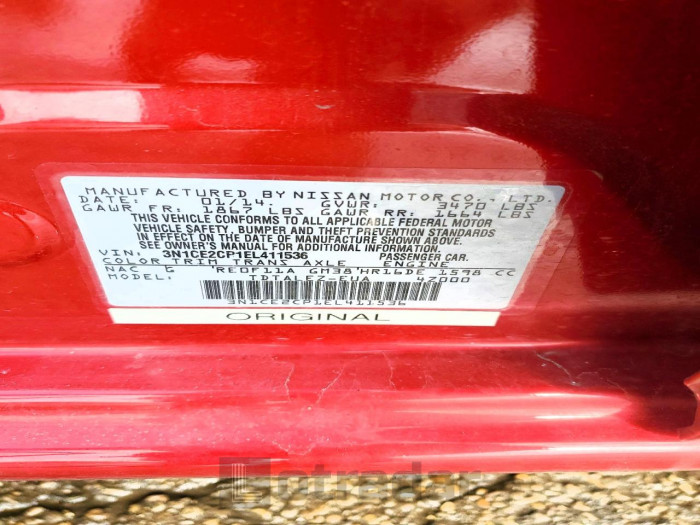 Nissan Versa 2014 VIN 3N1CE2CP1EL411536