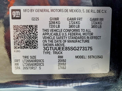 Gmc SIERRA 2025 3GTUUEE85SG273175