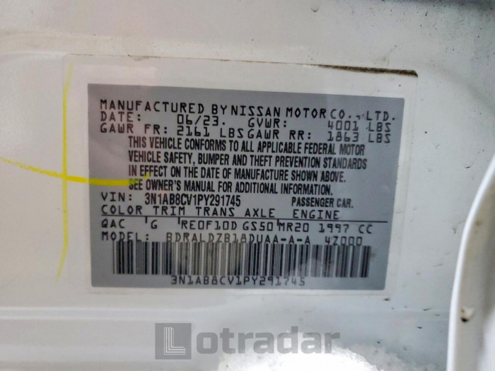 Nissan Sentra 2023 VIN 3N1AB8CV1PY291745