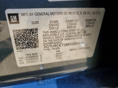 Gmc SIERRA 2021 3GTU9CET1MG165519