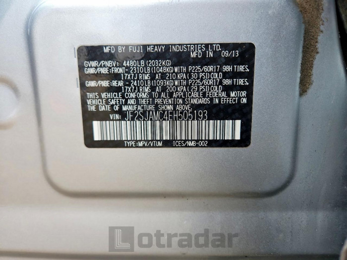 Subaru Forester 2014 VIN JF2SJAMC4EH505193