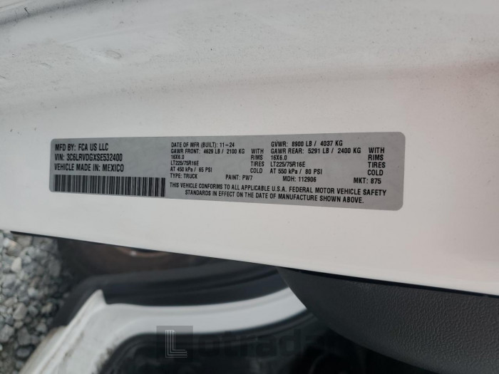 Ram All models 2025 VIN 3C6LRVDGXSE532400