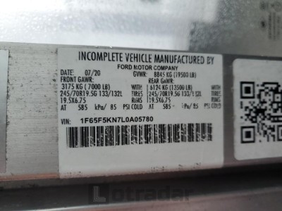 Ford All models 2020 VIN 1F65F5KN7L0A05780