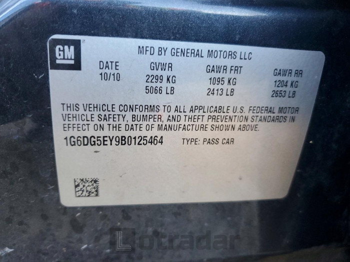 Cadillac Cts 2011 VIN 1G6DG5EY9B0125464