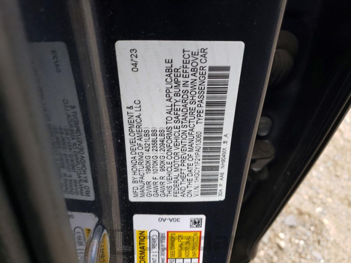 Honda Accord 2023 VIN 1HGCY1F21PA013060