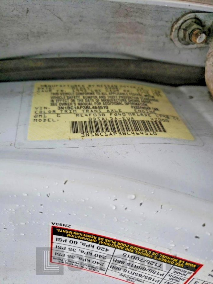 Nissan Versa 2011 VIN 3N1BC1AP3BL464510