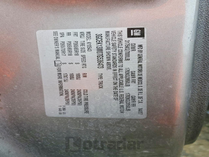 Chevrolet All models 2007 VIN 3GCEK13M07G536473