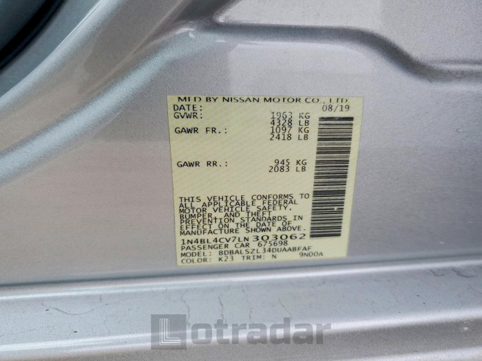 Nissan Altima 2020 VIN 1N4BL4CV7LN303062