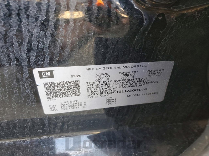 Cadillac Escalade 2020 VIN 1GYS3GKJ9LR300144