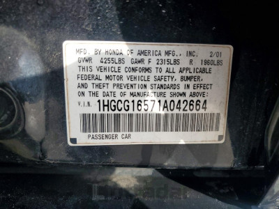 Honda Accord 2001 1HGCG16571A042664