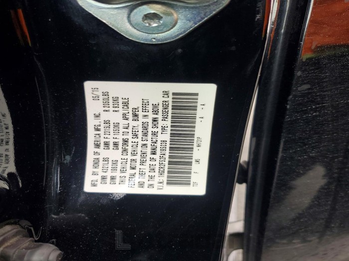 Honda Accord 2015 VIN 1HGCR2F52FA195038