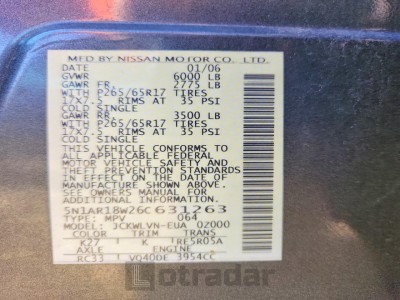Nissan Pathfinder 2006 5N1AR18W26C631263