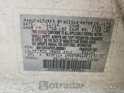 Nissan Versa 2015 3N1CN7APXFL880061